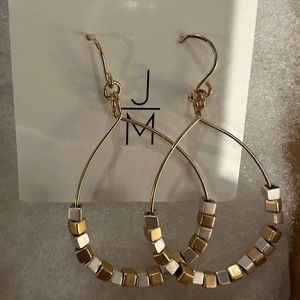 Jill Michael Lanna beaded teardrop earrings. New and never worn. Silver and gold